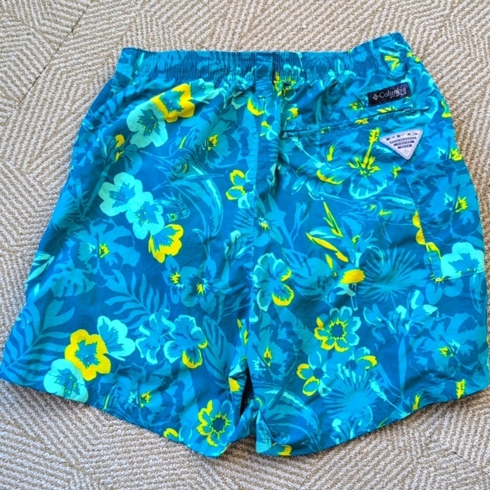 Columbia Men's Omnishade Lined Drawstring Swim Trunks Quick Dry Floral M - Picture 5 of 7